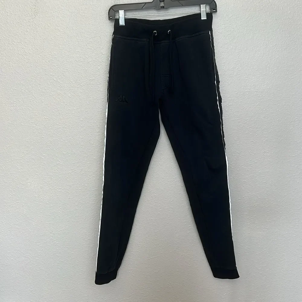 Kappa Unisex Black Reflective Track Pants Size Small